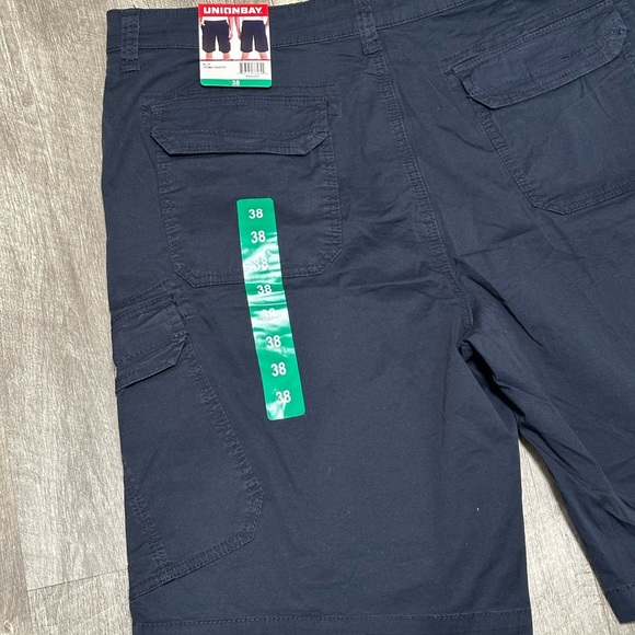 Men's Unionbay 38 Large Chino Khakis Shorts Cargo Navy Blue Stretch Durable NWT - Picture 7 of 11